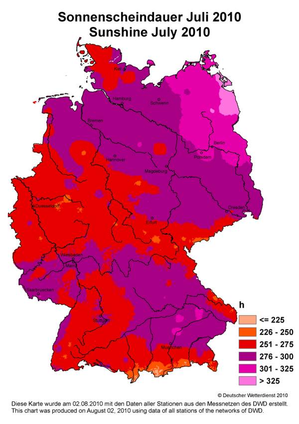 Sonnenscheindauer Deutschland Karte